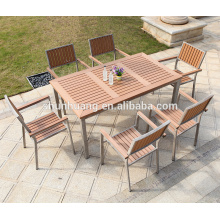 Good quality plastic wood outdoor furniture patio dining chair and table set.